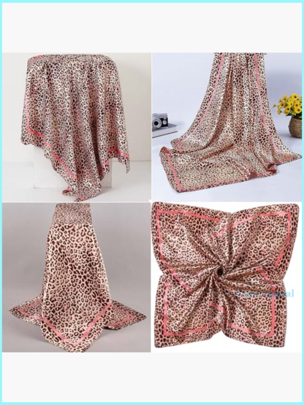 Large Square Scarf 35x35 Inch Silk Satin Head Wrap Neck Bandana - Picture 5 of 7